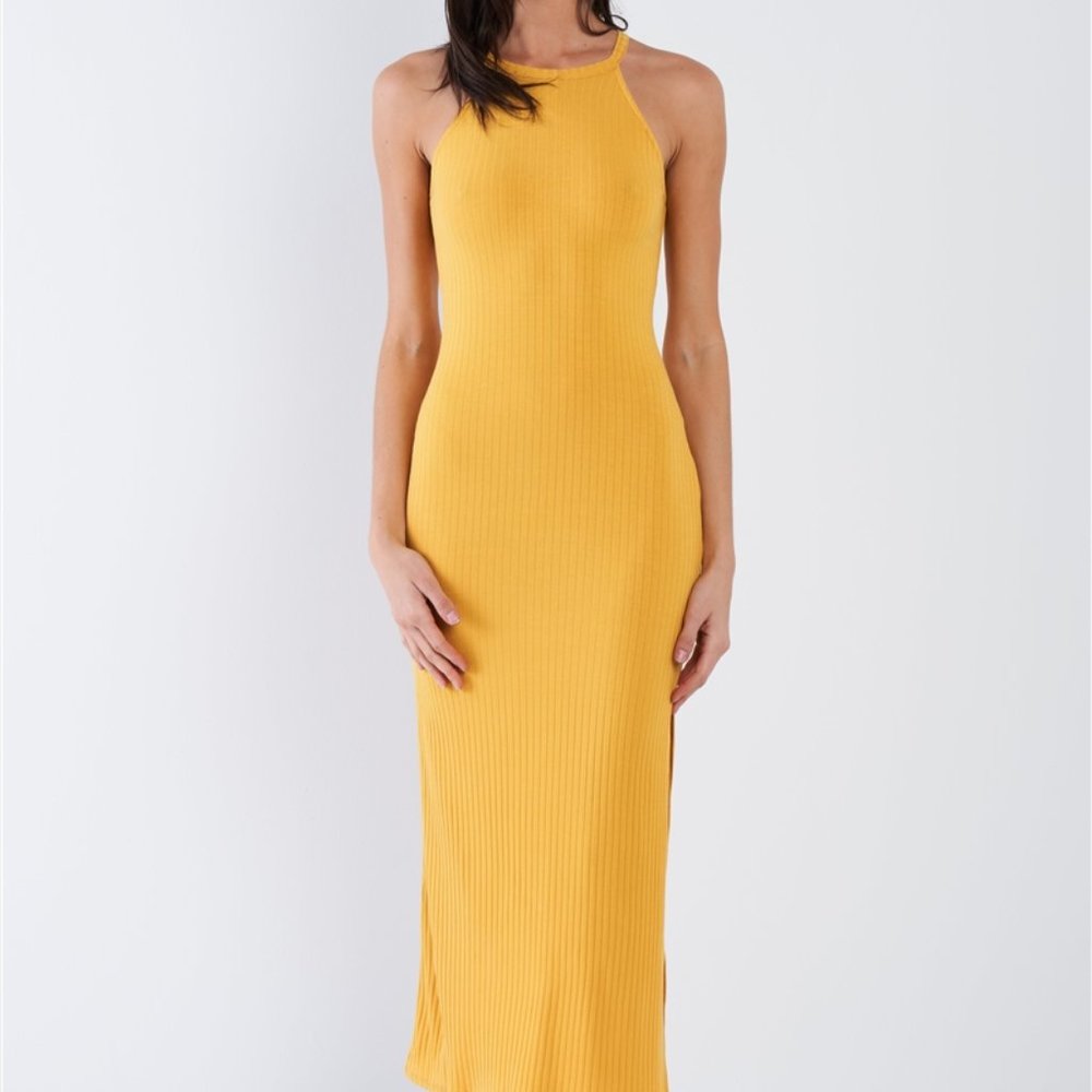 yellow Orange Summer Midi Dress